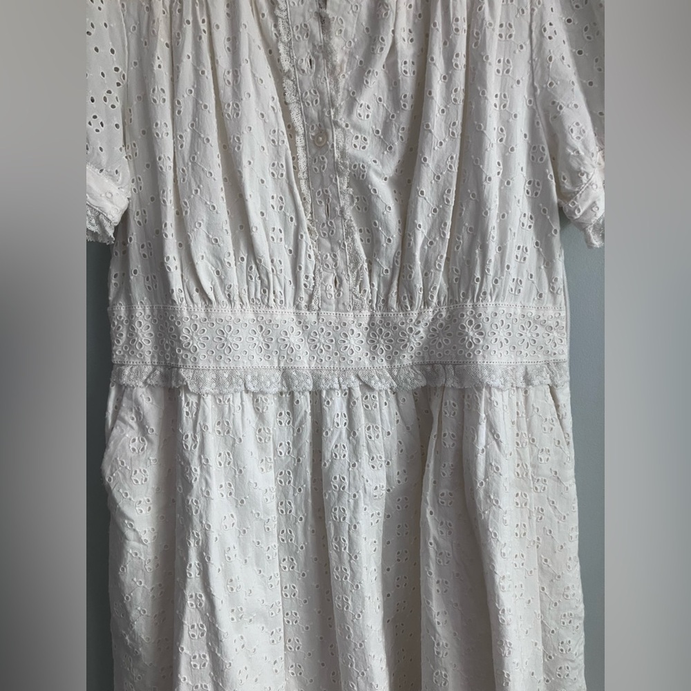 J CREW Off White Eyelet Aline Cotton Dress Size 8 - Picture 4 of 13